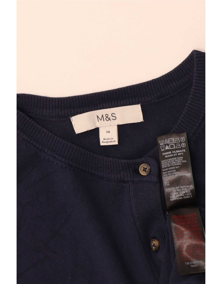 Marks & Spencer ženski kardigan pulover UK 14 srednje tamnoplava viskoza