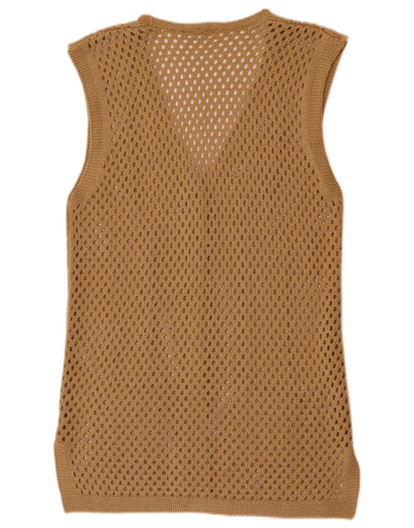 Vintage ženski džemper bez rukava UK 10 Small Brown