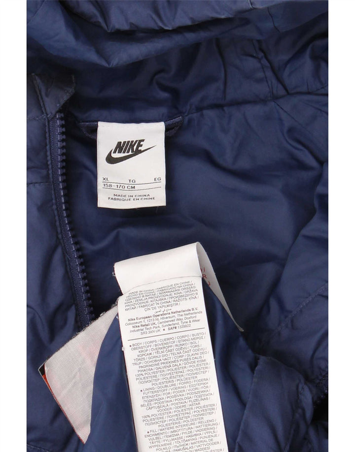 Podstavljena jakna s kapuljačom Nike za dječake 13-14 godina XL tamnoplava poliester