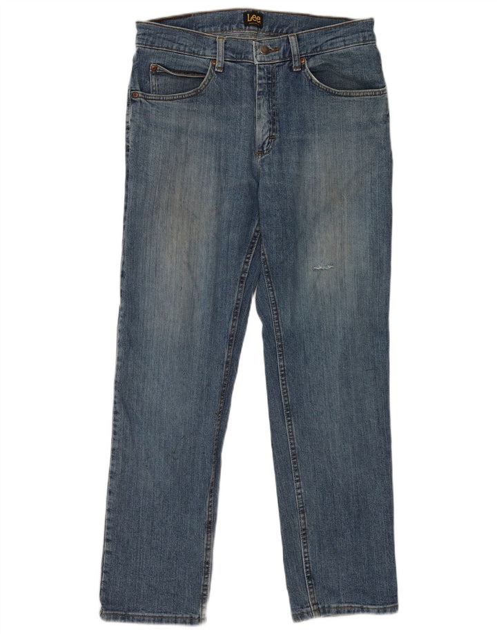 Lee Mens Distressed Regular Fit Straight Jeans W32 L30 Plavi pamuk