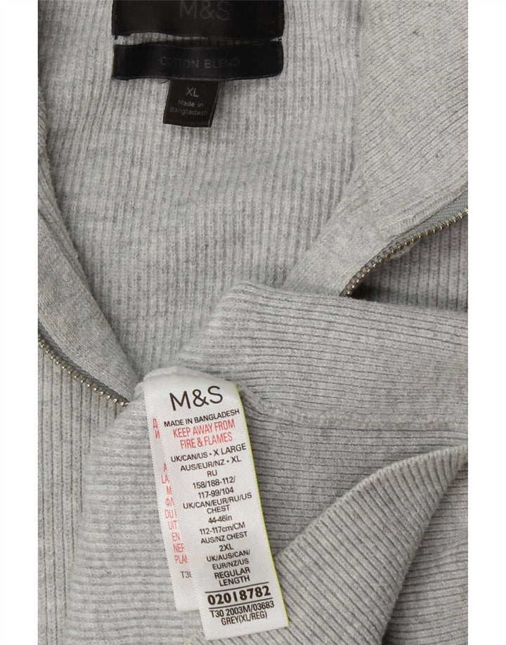 Marks & Spencer muški džemper s izrezom s patentnim zatvaračem XL sivi poliester