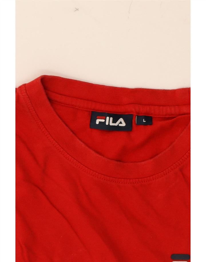 FILA Mens T-Shirt Top Large Red Colourblock Cotton Vintage Fila and Second-Hand Fila from Messina Hembry 