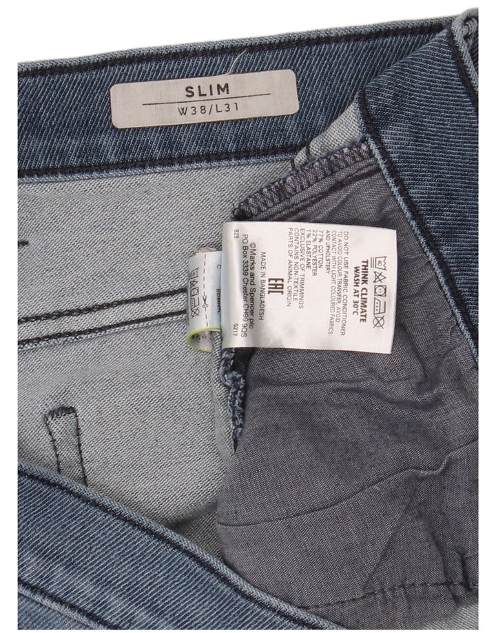 Marks & Spencer Muške Slim Traperice W38 L31 Plava Pamuk