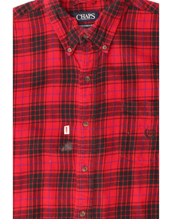 CHAPS Mens Big & Tall Flannel Shirt XL Red Check Cotton Vintage Chaps and Second-Hand Chaps from Messina Hembry 