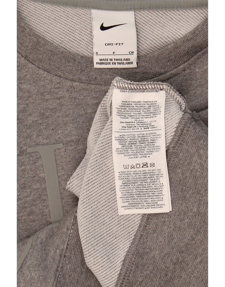 NIKE Womens Dri Fit Oversized Graphic Sweatshirt Jumper UK 10 Small Grey Vintage Nike and Second-Hand Nike from Messina Hembry 