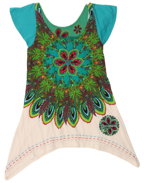 DESIGUAL Ženska grafička asimetrična majica tunike UK 18 XL Raznobojna cvjetna