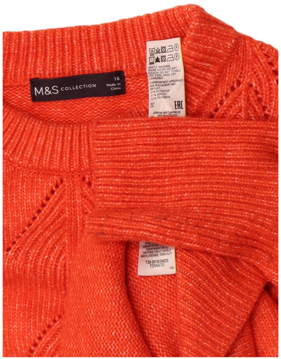 Marks & Spencer ženski džemper s okruglim izrezom UK 16 velika narančasta