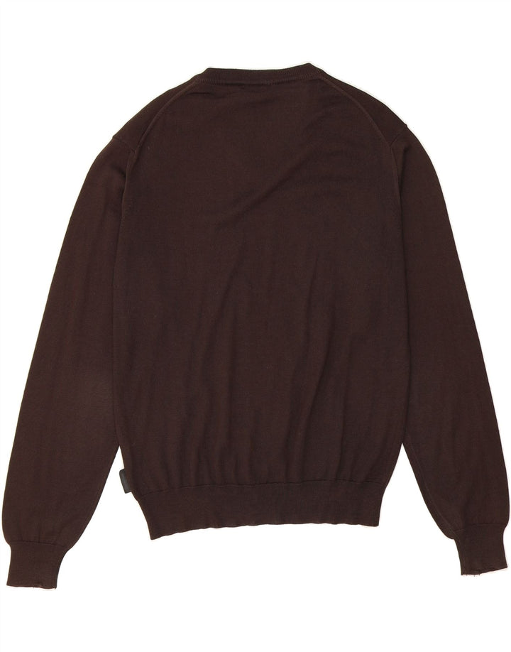 CALVIN KLEIN Mens V-Neck Jumper Sweater Small Brown Wool Vintage Calvin Klein and Second-Hand Calvin Klein from Messina Hembry 