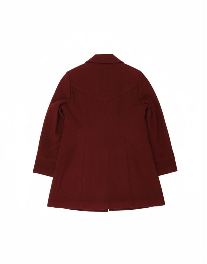 MARKS & SPENCER Womens Overcoat UK 12 Medium Burgundy Polyester