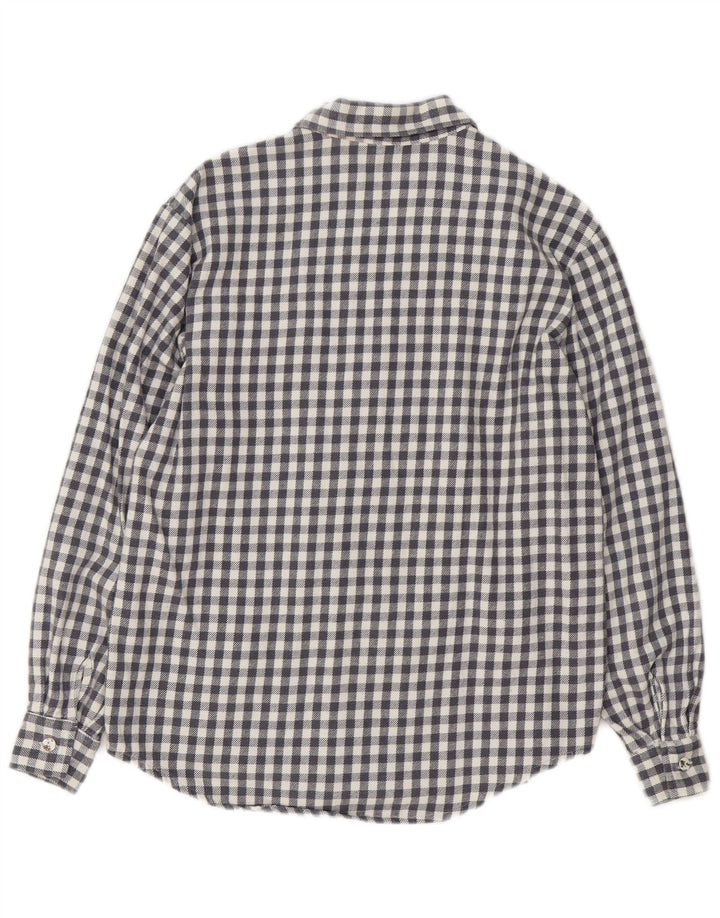 Vintage ženska velika flanelska košulja s medvjedićem UK 10 Mala siva gingham