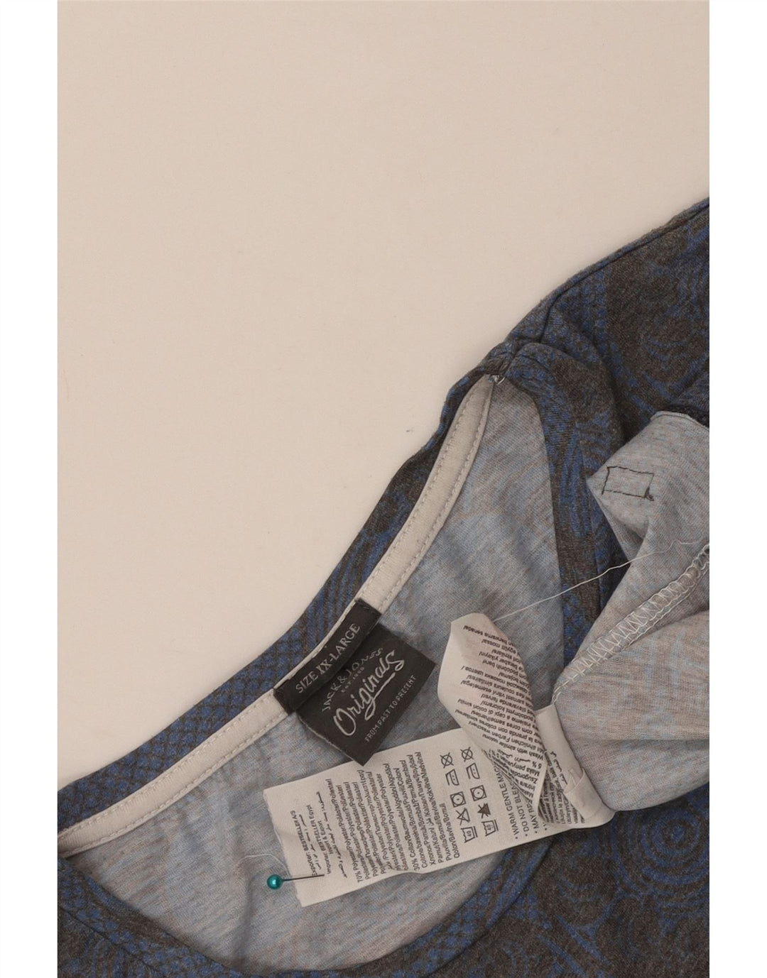 Jack & Jones, gornji dio muške majice s grafičkim motivima, 2XL plavi geometrijski poliester