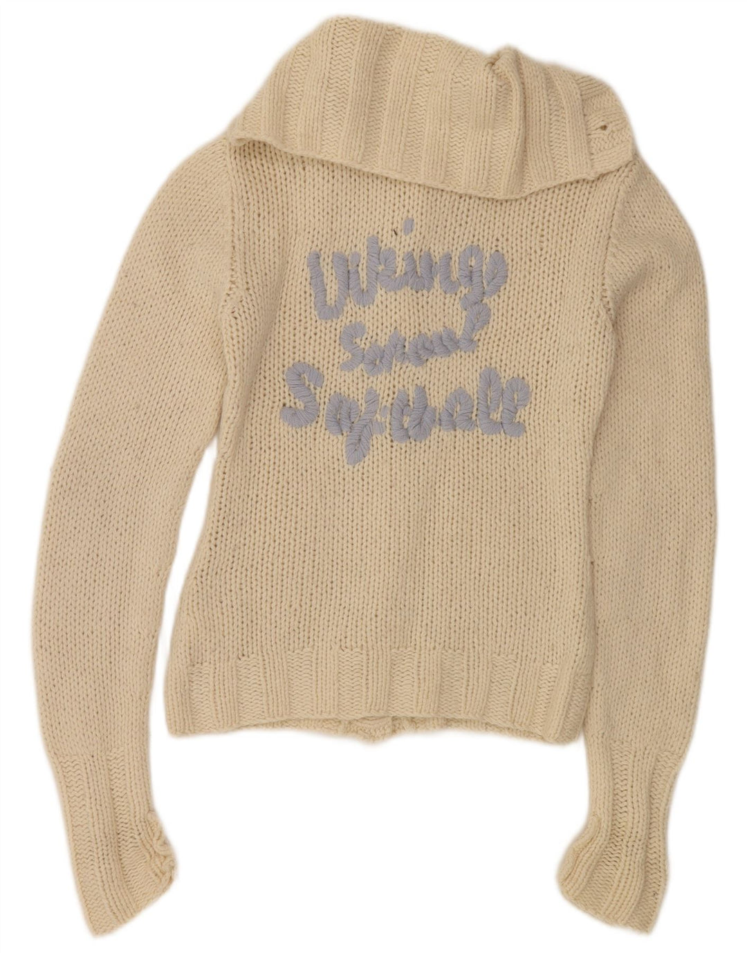 Replay Ženski grafički kardigan džemper UK 10 Small Off White Wool