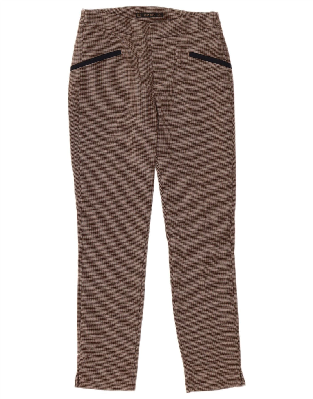 Zara ženske uske ležerne hlače male W26 L28 smeđe karirane