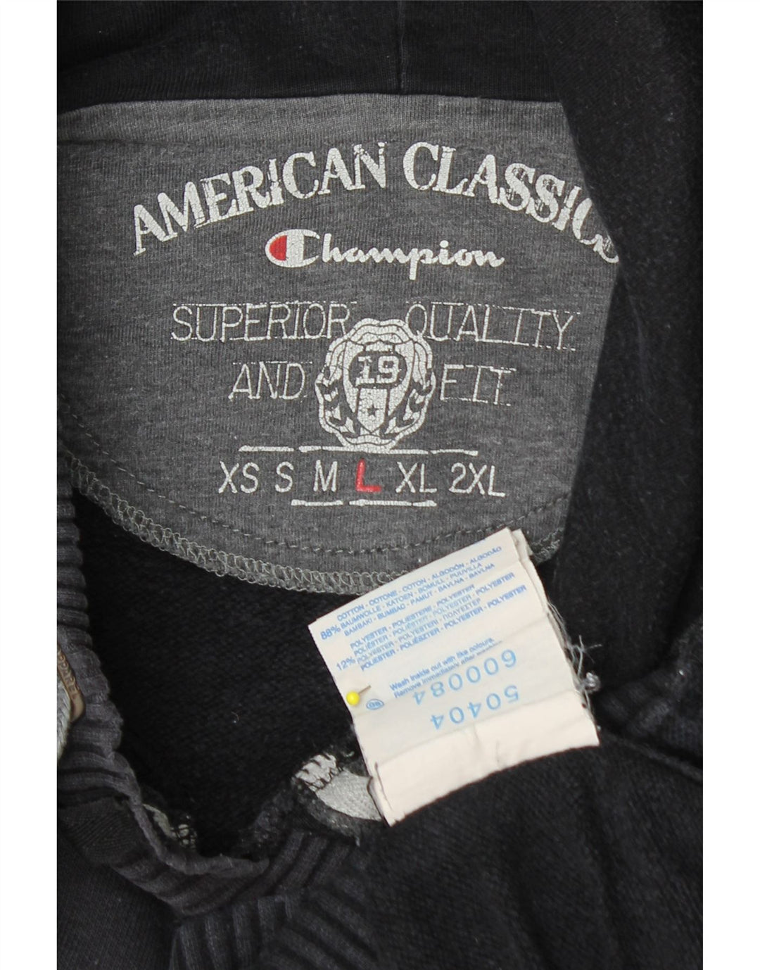 CHAMPION Muška majica s kapuljačom s kapuljačom, veliki crni pamuk