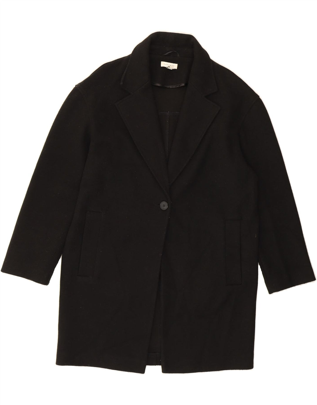 TOPSHOP Womens Oversized Overcoat UK 10 Small Black Wool Vintage Topshop and Second-Hand Topshop from Messina Hembry 