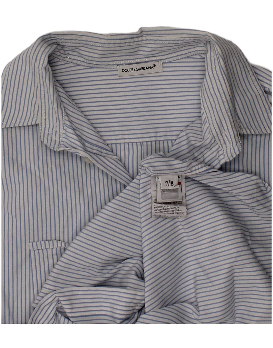 DOLCE & GABBANA Boys Shirt 7-8 Years Blue Striped Cotton