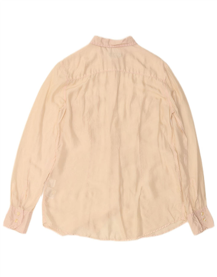 FRED PERRY Ženska košulja bluza UK 14 Velika bež svila