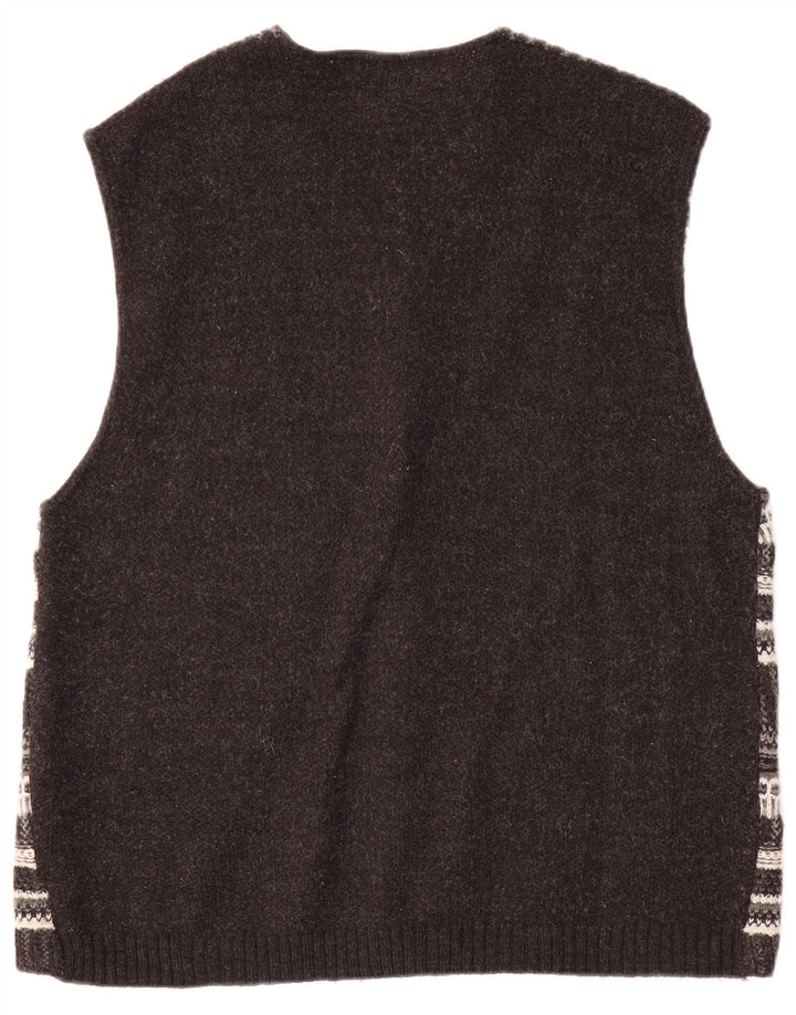 Vintage muški vuneni pulover bez rukava s velikim sivim prugama