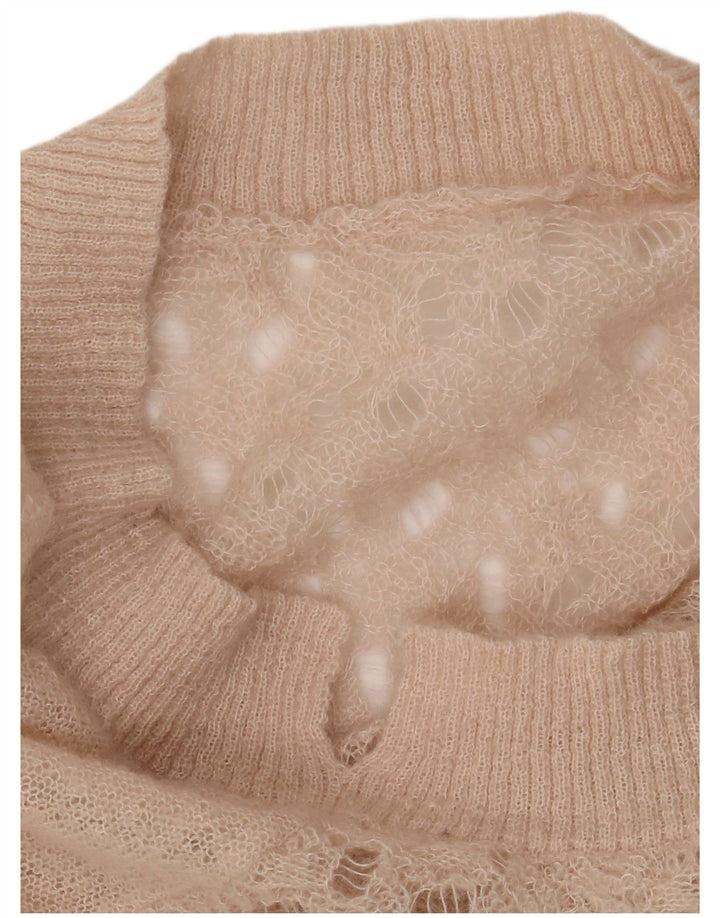 VINTAGE ženski pulover s velikim veznim izrezom UK 16 Veliki bež