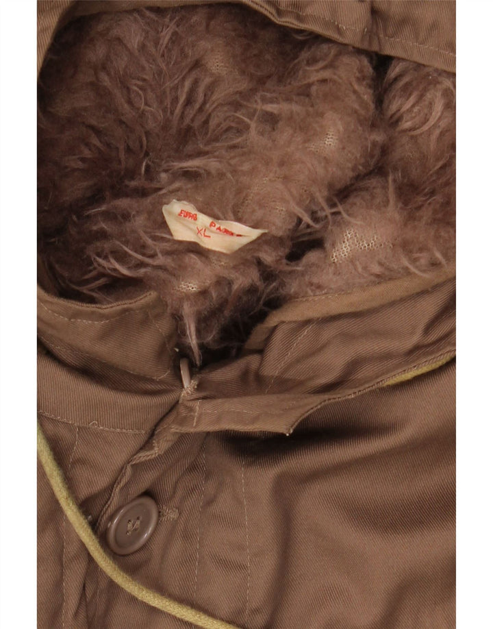 VINTAGE muška parka jakna s kapuljačom UK 42 XL smeđi poliester