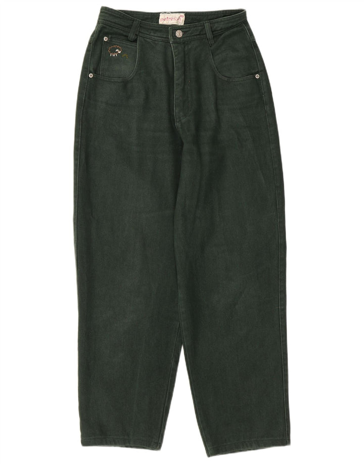 PETRESSA Ženske sužene traperice visokog struka EU 36 Male W26 L26 Zeleni pamuk