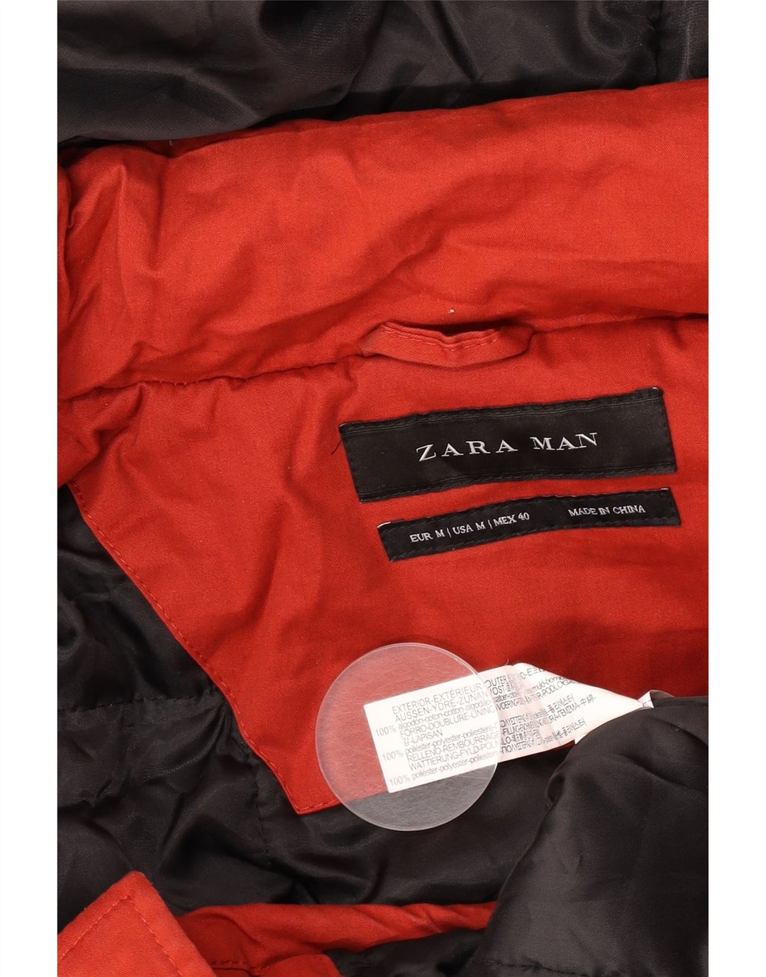 Zara muška parka jakna s kapuljačom UK 38 Srednje crveni pamuk