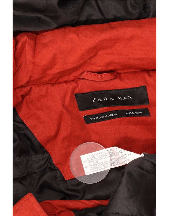 Zara muška parka jakna s kapuljačom UK 38 Srednje crveni pamuk