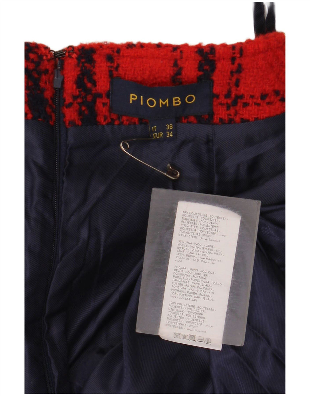 Piombo ženska mini suknja IT 38 XS W26 crveni karirani poliester