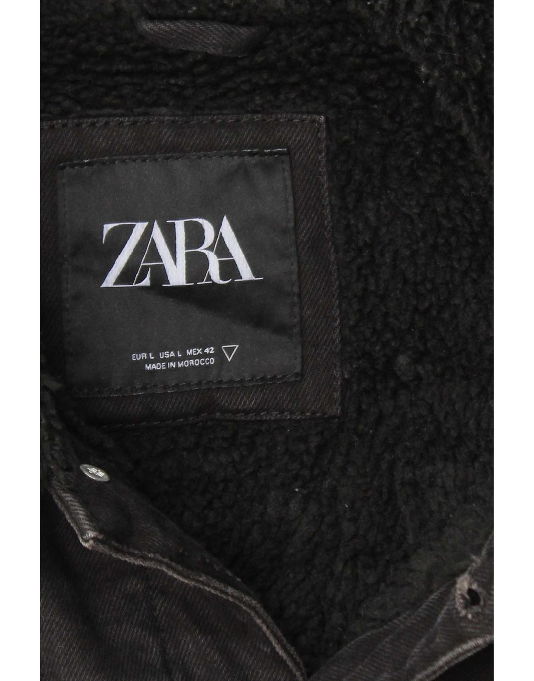 Zara muška traper šerpa jakna UK 40 veliki crni poliester