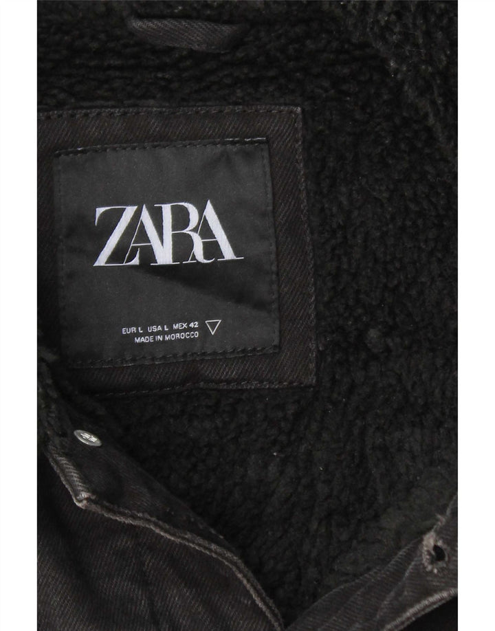 Zara muška traper šerpa jakna UK 40 veliki crni poliester