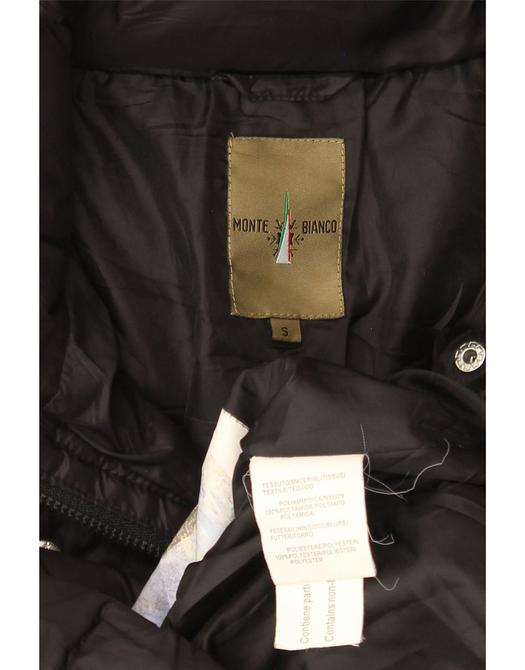 MONTE BIANCO Womens Padded Coat UK 10 Small Black Polyamide Vintage Monte Bianco and Second-Hand Monte Bianco from Messina Hembry 