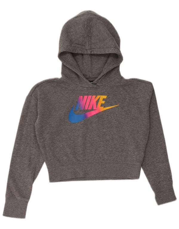 NIKE majica s kapuljačom s kapuljačom za djevojčice 10-11 godina srednje sive boje