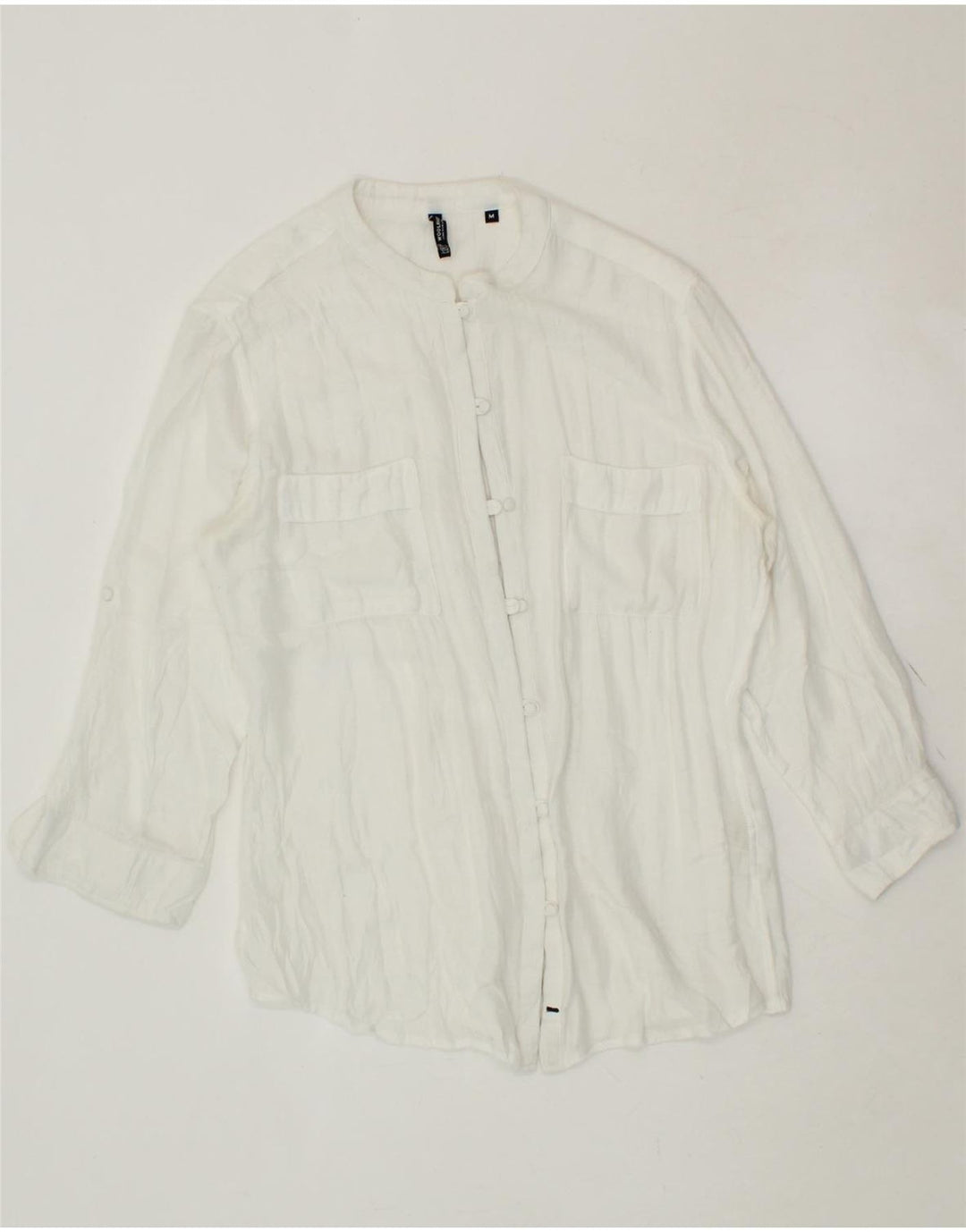 WOOLRICH Womens 3/4 Sleeve Shirt Blouse UK 14 Medium White Viscose Vintage Woolrich and Second-Hand Woolrich from Messina Hembry 