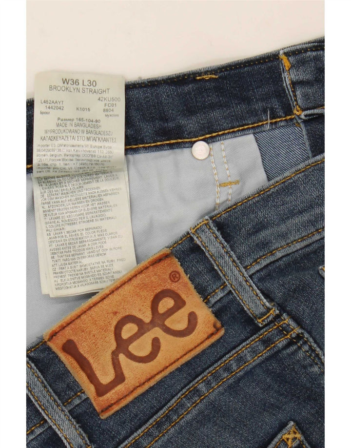 Lee Mens Brooklyn Straight Jeans W36 L30 Plavi pamuk