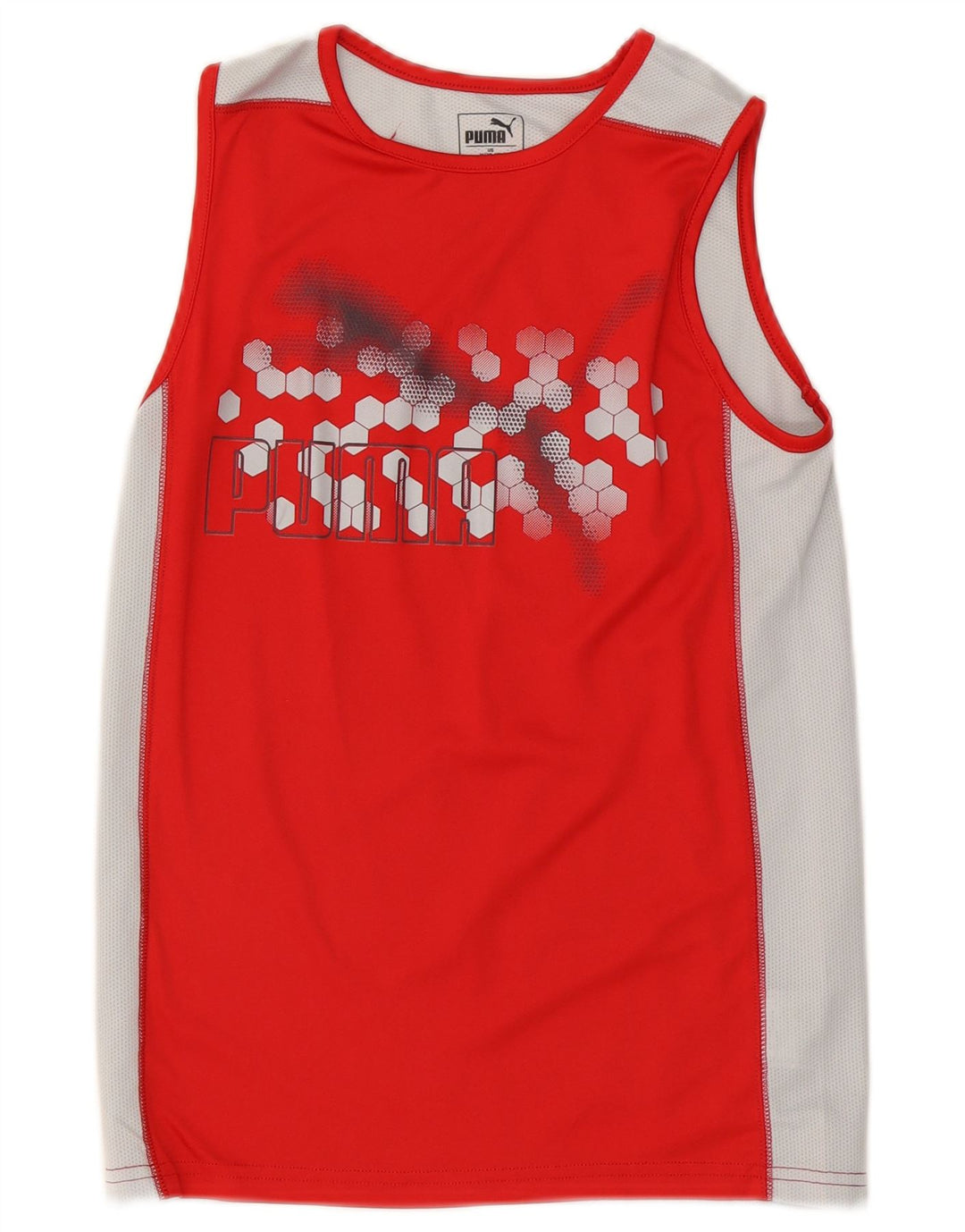 Puma Boys Graphic Vest Top 10-11 Years Medium Red Colourblock Poliester