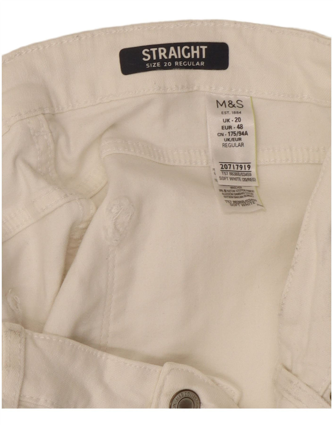 Marks & Spencer ženske obične ravne traperice UK 20 2XL W40 L29 Bijele