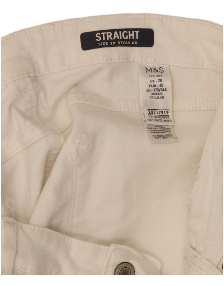 Marks & Spencer ženske obične ravne traperice UK 20 2XL W40 L29 Bijele