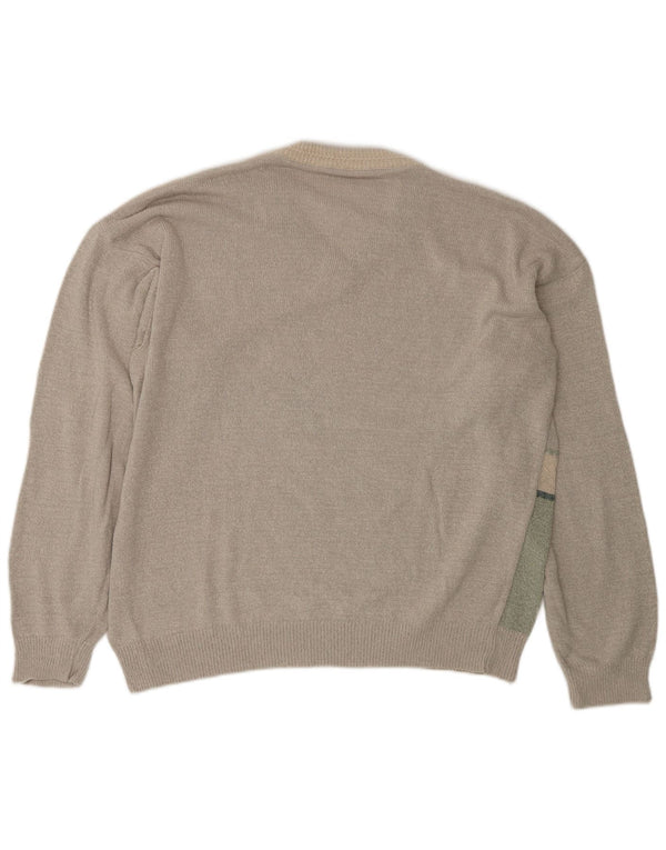 Vintage muški džemper s V-izrezom IT 58 2XL Zeleni geometrijski