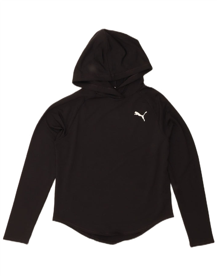 PUMA Womens Oversized Hoodie Jumper UK 6 XS Black Polyester