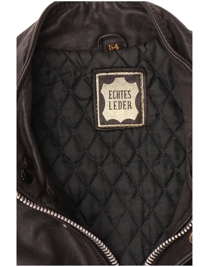 VINTAGE muška vojna kožna jakna IT 54 2XL crna koža