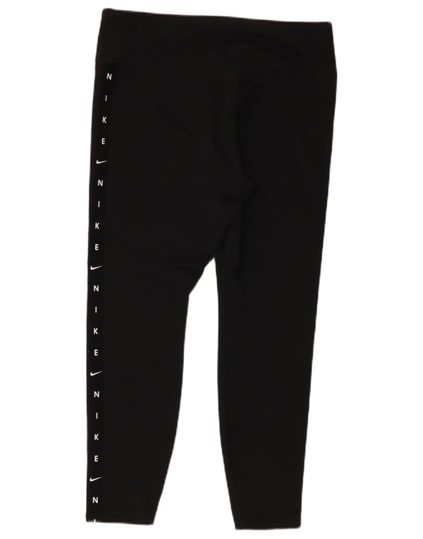 Nike Ženske Dri Fit Graphic Leggings UK 14 Veliki crni poliester