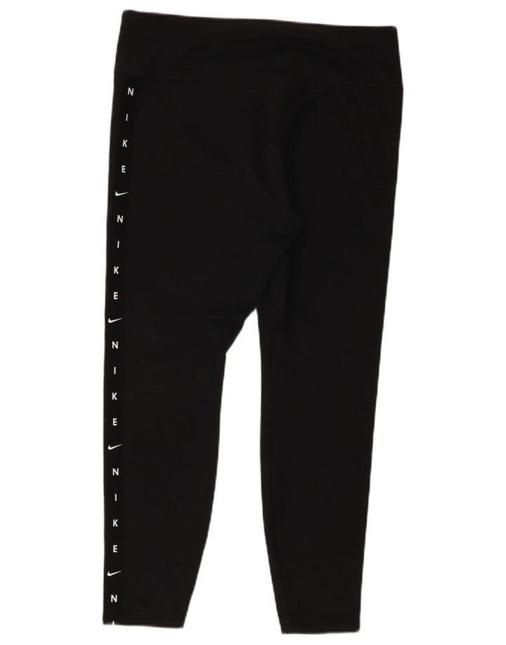 Nike Ženske Dri Fit Graphic Leggings UK 14 Veliki crni poliester