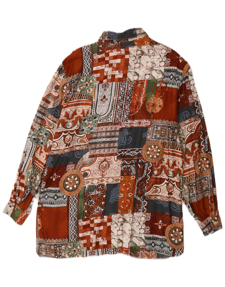 Vintage ženska dugačka košulja UK 14 velika raznobojna patchwork viskoza