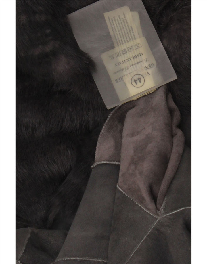 Vintage ženski jakni kaput s kapuljačom 3/4 rukava IT 44 srednje sivi