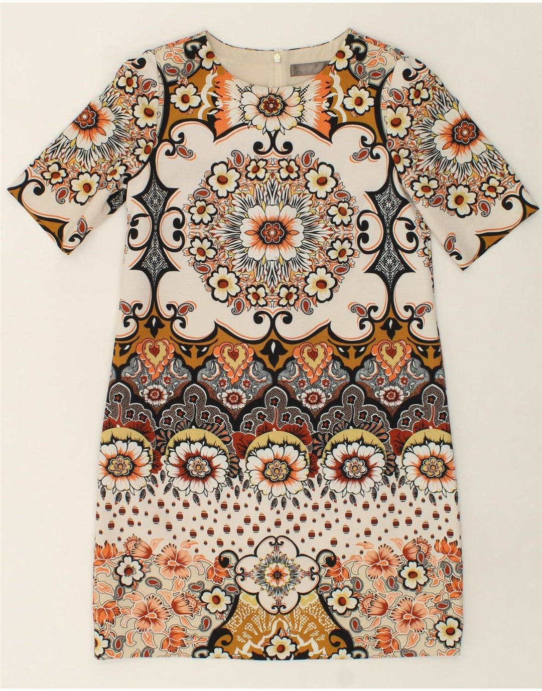 HALLHUBER Womens Shift Dress UK 8 Small Beige Floral Polyester Vintage HALLHUBER and Second-Hand HALLHUBER from Messina Hembry 