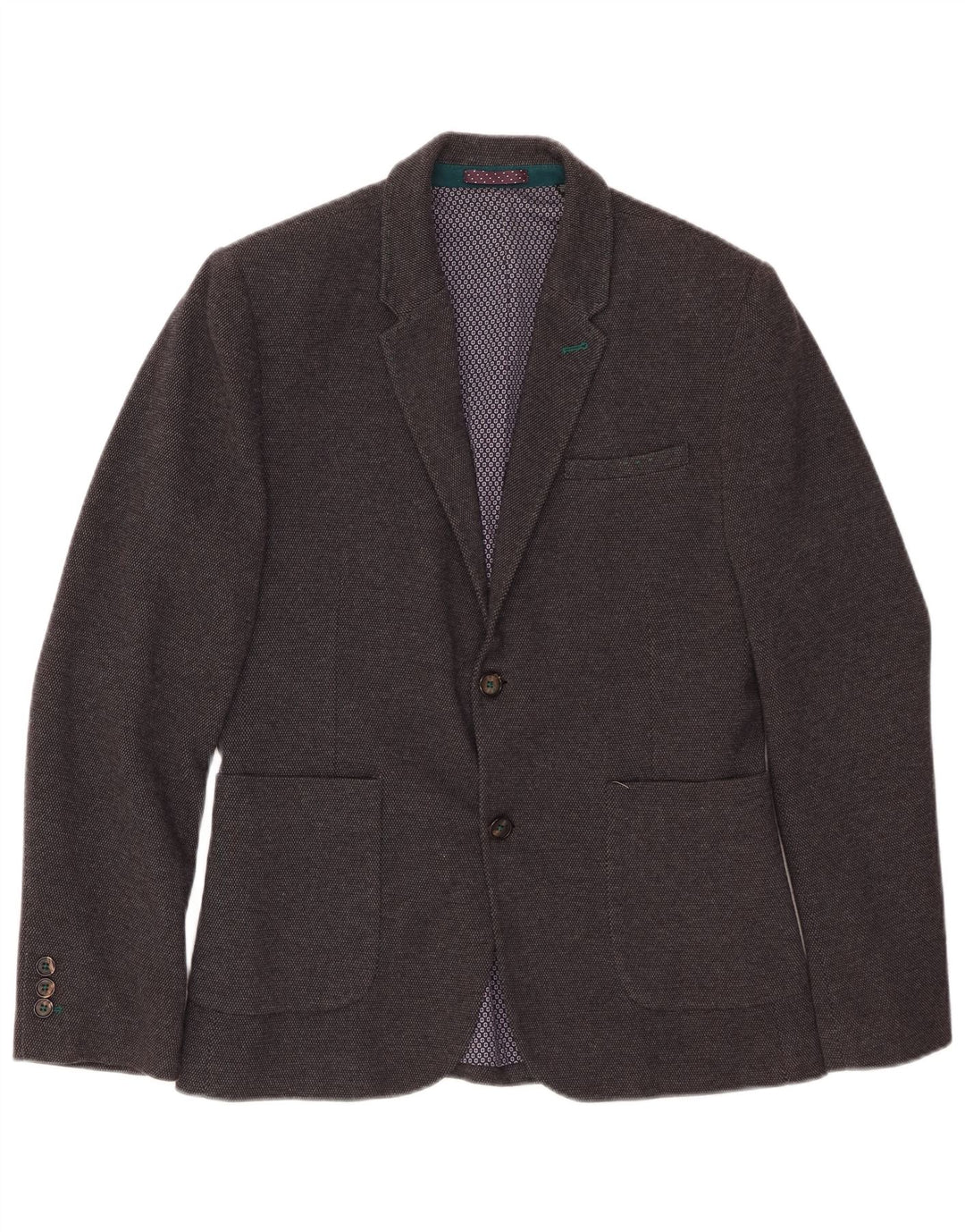 TED BAKER Muška jakna s 2 gumba, srednje sivi pamuk, veličina 3