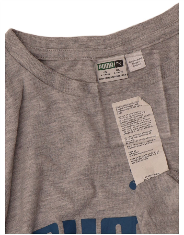 PUMA Boys Graphic T-Shirt Top 14-15 Year Large Grey Pamuk
