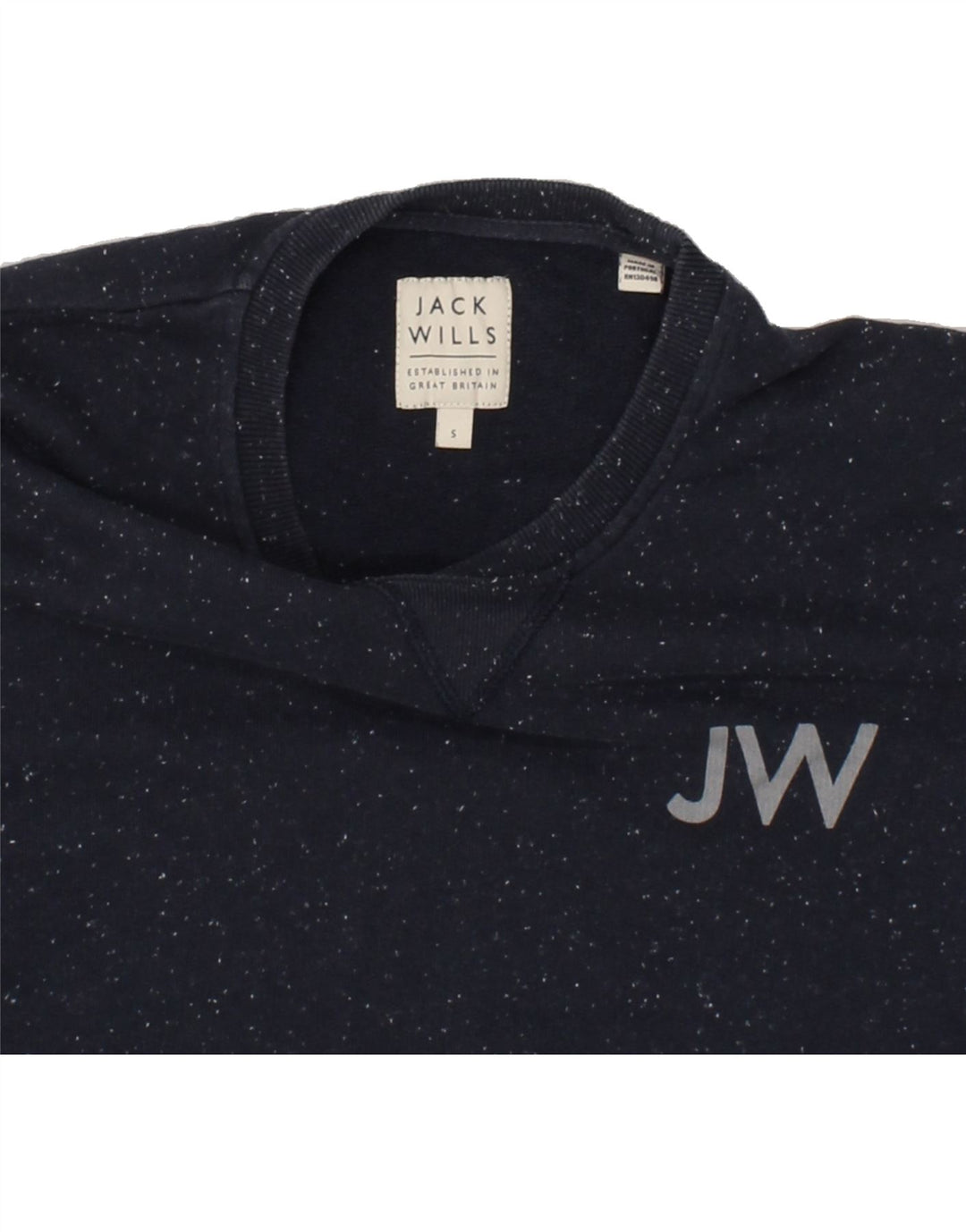JACK WILLS Mens Sweatshirt Jumper Small Navy Blue Flecked Cotton Vintage Jack Wills and Second-Hand Jack Wills from Messina Hembry 