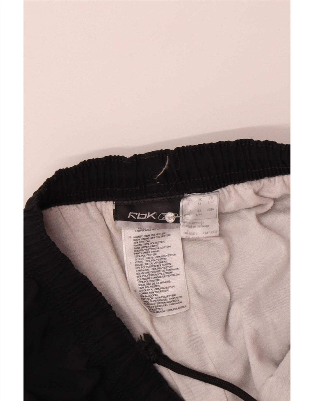 Reebok Mens Trenirka Hlače Large Black Polyester