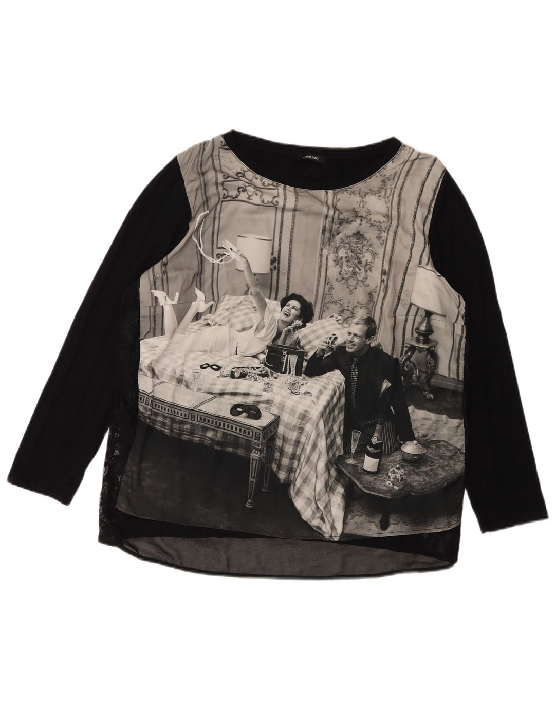 ELENA MIRO Ženska majica dugih rukava s grafikom UK 18 XL crna